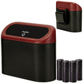 Ginsco Mini Car Trash Can with Lid, Small Car Garbage Can, Cute Leakproof ABS Car Trash Bin, Car Accessories for Interior, Garbage Bin for Car, Home, Office with 60pcs Trash Bags Black/Red