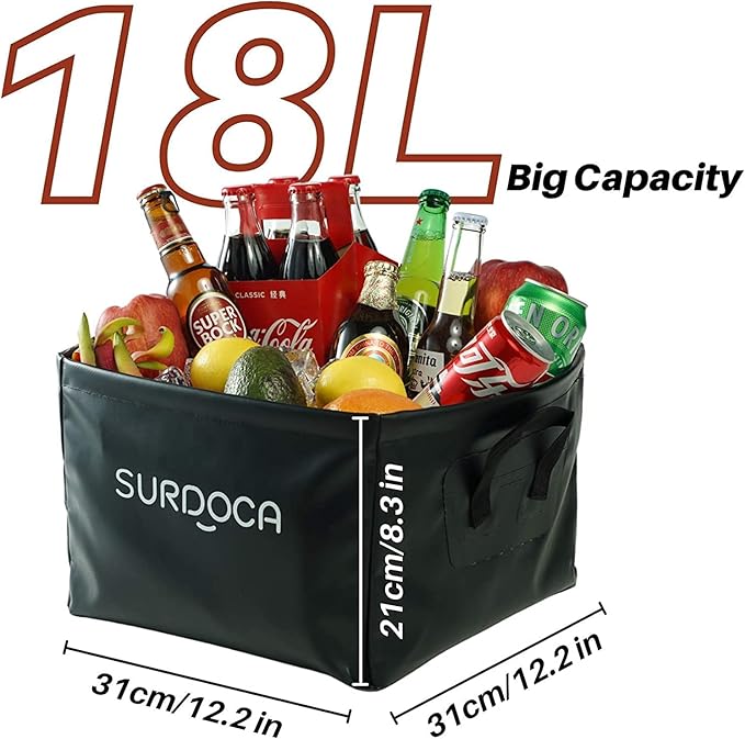 SURDOCA Fully Waterproof Car Trunk Organizer, Foldable Truck Organizer, Multifunctional Collapsible Car Storage Bag, Anti-Mud Trunk Storage Organizer 18 Liters