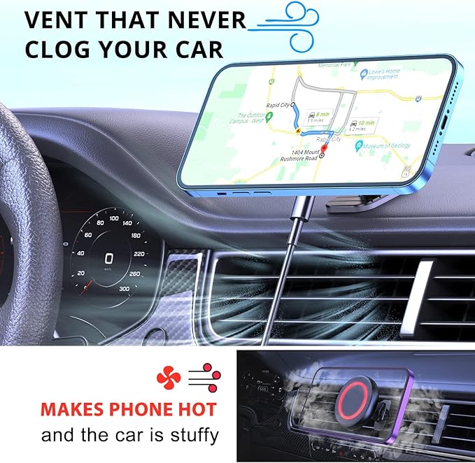 OHLPRO for Magsafe Car Mount Charger for iPhone 17 Pro Max, Dashboard Magsafe Car Phone Holder for 16 15 14 13 12 Pro/Pro Max/Plus/Mini,15W Fast Charging Vent Mount, Super Fashion & Hands Free, Red