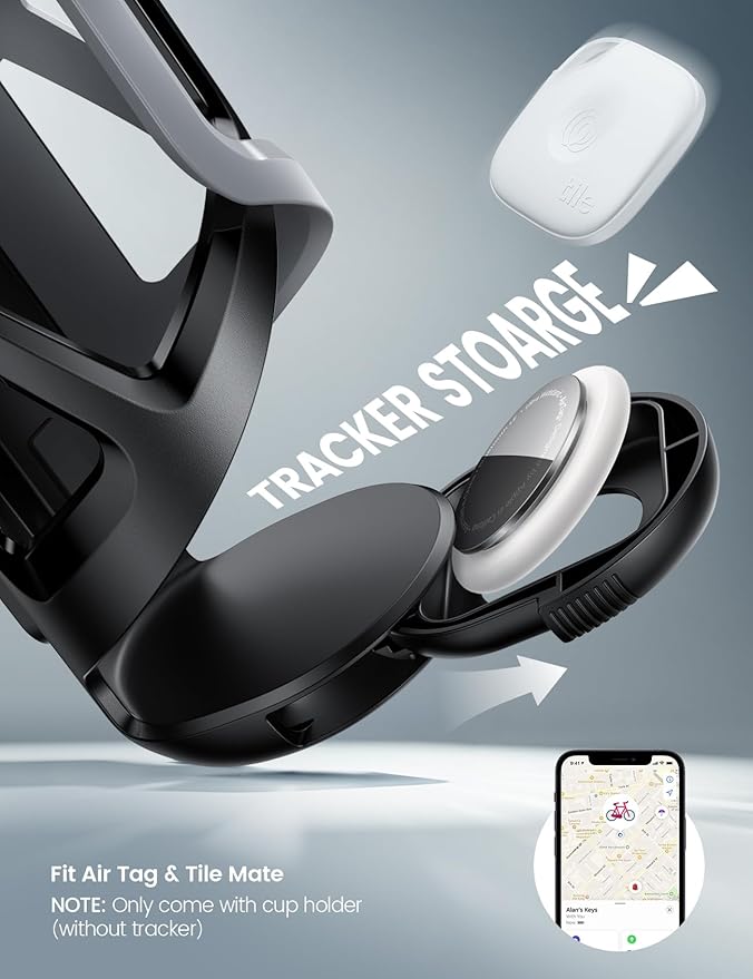 Lamicall Bike Water Bottle Holder - [Tracker Storage] [Adjustable Spring Design] Bike Cup Holder, Bicycle Drink Cage, Cycling Bike Water Bottle Cage with Screws Tool, for 2.28-3.39" Diameter Bottles