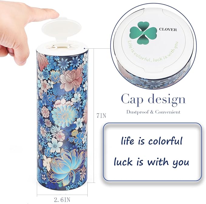 CLOVER Facial Tissues with Cap - 4 PK Car Tissues Cylinder,Car Tissue Holder with 200 Sheet 3-ply Facial Tissues,Round Tissue Boxes for car,Travel Tissues for Car Cup Holder