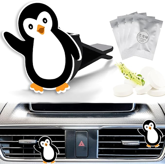 Cute Car Air Freshener Clips Penguin Car Vent Clip Penguin Cars Scents Cologne Air Conditioner Clip Auto Vent Interior Decoration Cars Accessories Penguins Loves Gifts for Women Men