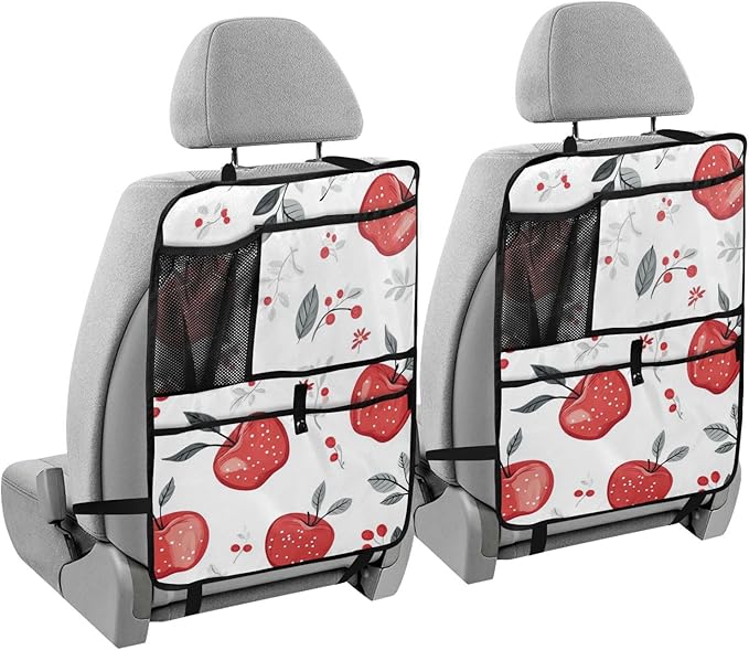 Red Apples 2 Pack Backseat Car Organizer with Storage Pockets Seat Back Organizers for Kids Kick Mats Backseat Protector Automotive