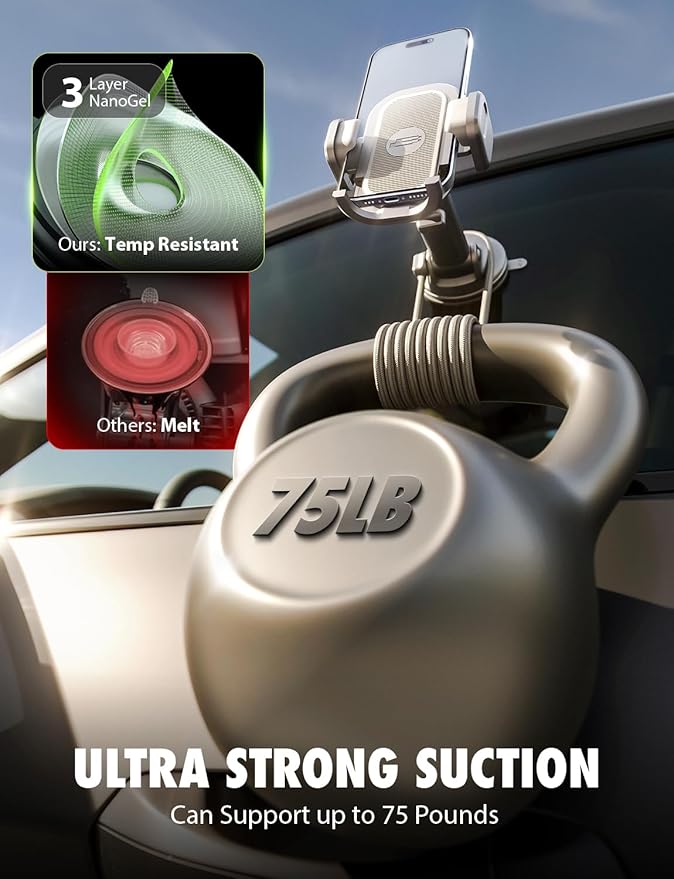 Bracketron TripGrip PRO Car Phone Holder Mount– Universal Phone Holders for Your Car with Telescopic Arm (3.5″–6.5″) for Windshield & Dashboard – Compatible with Most Smartphones