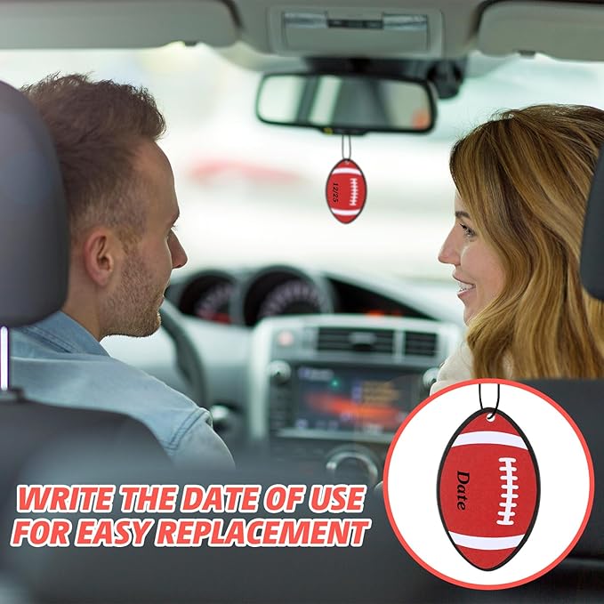 12 Pcs Car Air Freshener Hanging Long Lasting Scent Gift for Sport Lover Automotive Freshener Aromatherapy Tablet Rearview Mirror Interior Accessories Locker Office Home Decoration(Football)