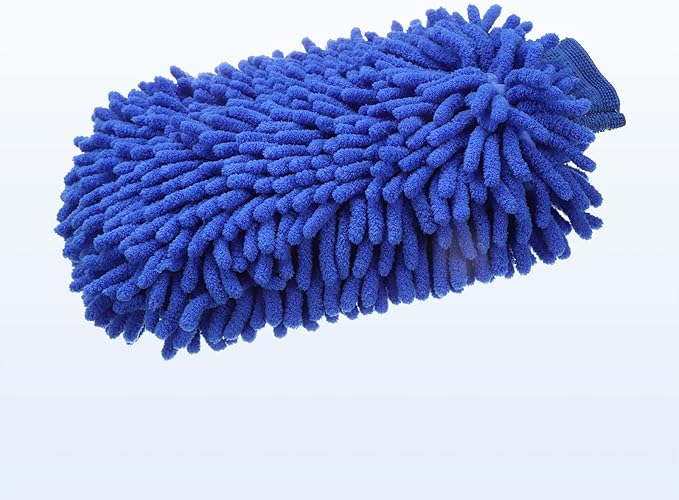HARFINGTON Chenille Microfiber Car Wash Mitts 9" x 5.5" Scratch Free Wash Gloves Absorbent Double Sided Plush Cleaning Drying Mitts for Car Washing Home Clean Sky Blue