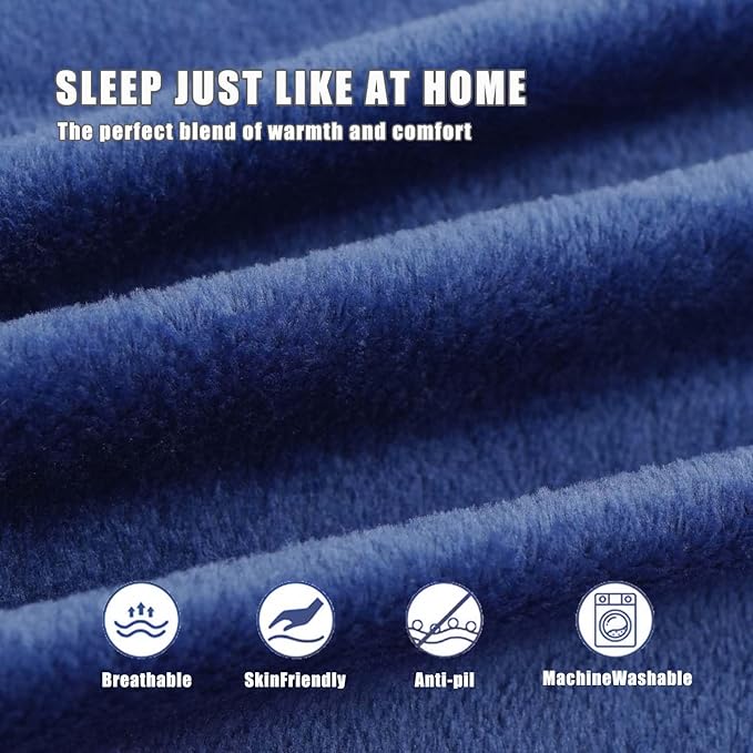 Travel Blanket and Pillow - Premium Soft 2 in 1 Airplane Compact with Soft Bag Pillowcase, Plane Blanket Compact Packable, Travel Essentials Accessories for Plane and Car, 60x80 Navy