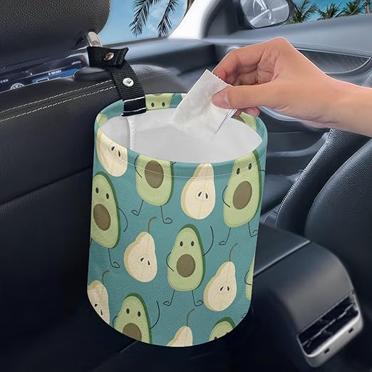 Trash Bag, Car Garbage Can Hanging Back Seat Organizer Trash Can Bin for Vehicle, Travelling, Camping - Cartiib Avocado