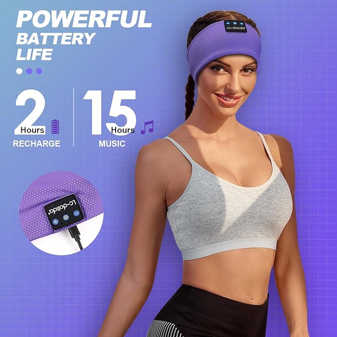 LC-dolida Sleep Headphones Bluetooth 5.4, Headband Headphones Earphones Wireless, Sleep Mask for Sleeping, Sports, Gifts, Workout, Jogging, Yoga,Insomnia, Air Travel, Meditation