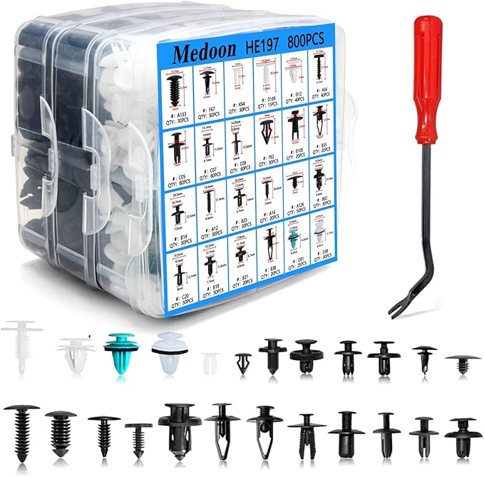 Car Retainer Clips Fasteners Cars Body Kits 24 Most Popular Sizes 801 PCS Car Door Panel Trim Clips Kit 1 Pcs Fastener Remover for Ford GM Toyota Honda Chrysler BMW Benz Nissan Subaru Audi Mazda
