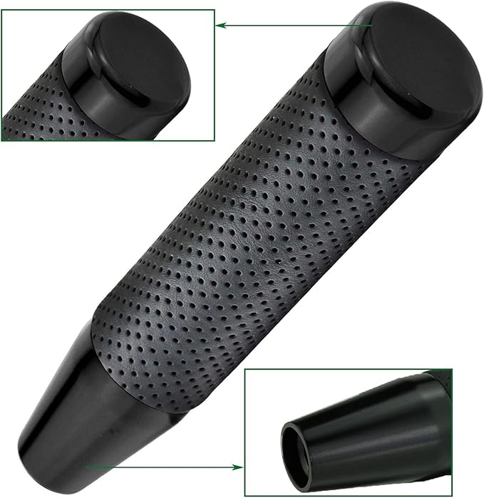 Lunsom 7" Gear Shifter Knob Aluminum Alloy Leather Shift Stick Handle Head Fit Most Auto Manual Transmission Car (Black)
