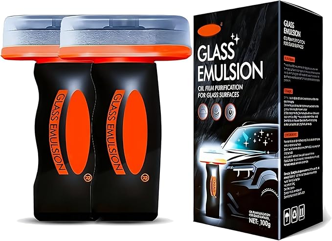 Oil Film Remover for Car Windshields and Windows, New Car Glass Oil Film Cleaner for Paint/Wheels Improve Driving Visibility Universal Anti-Rain Fog Glass Brush (2, Black)