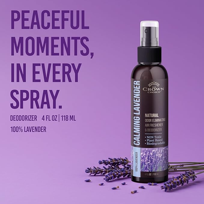 Non-Toxic Odor Eliminator,Natural Lavender Air Freshener Spray for Home,Linen Spray for Bedding, Closet & Couch Deodorizer,Long Lasting Bathroom & Toilet Freshener,Safe for Kids & Pets,2PK,4 Oz each