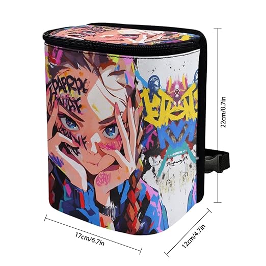 1.2 Gallons Car Garbage Can with Lid, Macaron Gradient Auto Trash Bag, Adjustable Hanging for Tail of Console/Back of Seats, Easy to Install, Odor-Free with Zipper Leak-Proof Lid Design