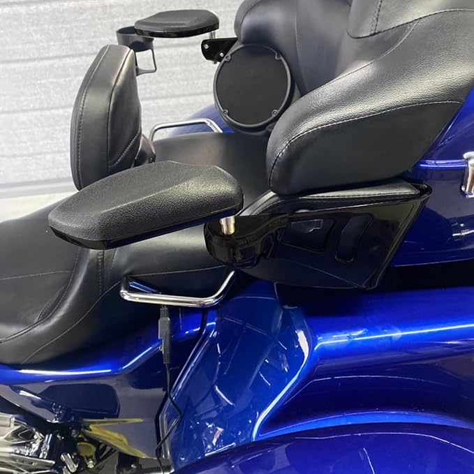 Passenger Armrests with Adjustable Cup Holder Fit for Harley Touring Electra Glide FLHT, Road Glide Ultra FLTR, Tri Glide FLHTCUTG 2014-2024 (Black)