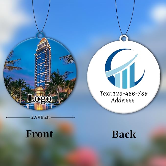 10-1000Pcs Custom LOGO Air Fresheners, Customized Bulk Car Air Freshener, Personalized Photo Company Text LOGO Air Fresheners Brand Wedding Gifts (Rount)