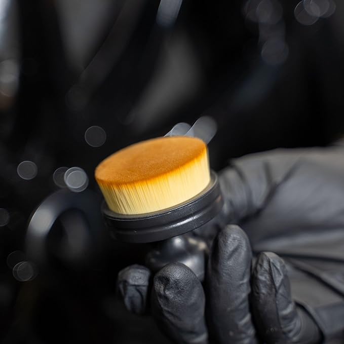 Blackline Reusable Tire Shine Applicator Brush – Soft Bristle Tool for Even Application, Ergonomic Grip with Drainable Stand, Mess-Free Gel & Liquid Tire Dressing Brush for Trim and Rubber Surfaces