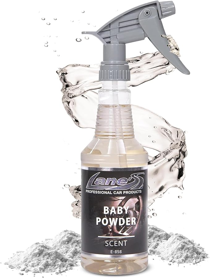 LANE’S Premium Car Air Freshener "Baby Powder" - 16 oz Water-Based, Long-Lasting Auto Scent Spray - Food, Pet, Odor Smell Deodorizer for Cars, Trucks, SUVs' Interior Leather, Carpet, Upholstery