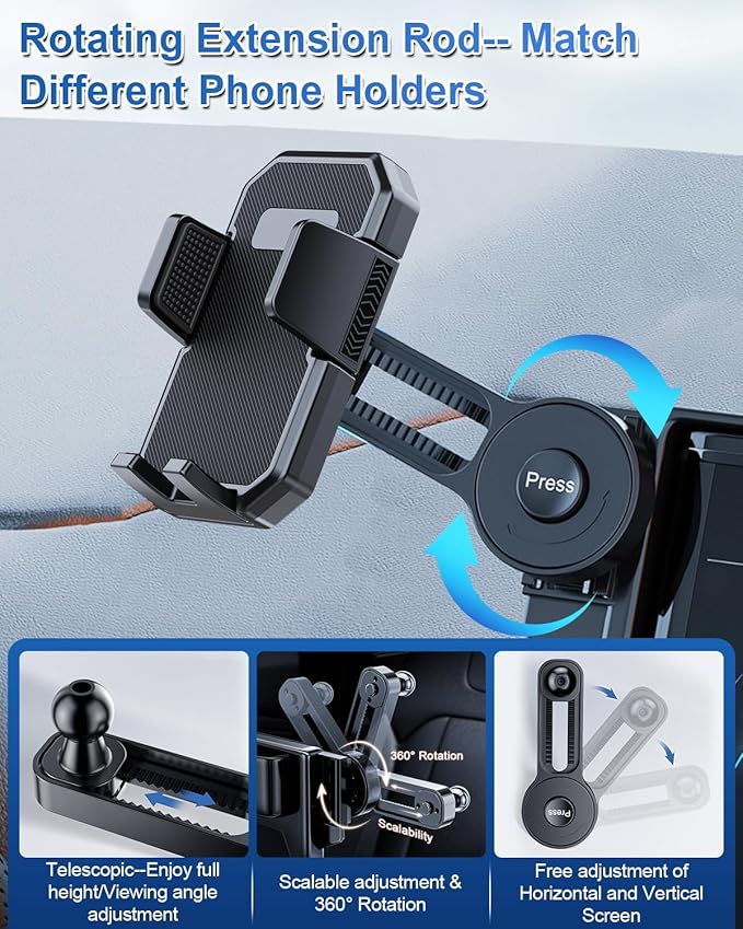 PZK Car Phone Mount for 2024 2025 2026 VW/Volkswagen Atlas/Altas Cross Sport Accessories Custom 12-inch Screen Auto Lock Car Phone HolderRotation Cell Phone Automobile Cradles Not Affect Air Vent