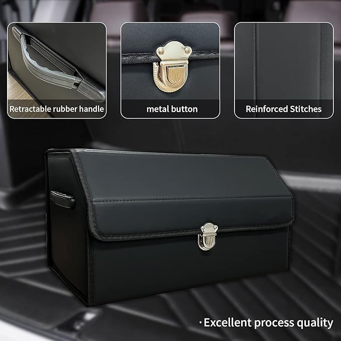 Trunk Organizer for Car,Trunk Organizer for SUV & Sedan,With Lid,Multi-Functional,Foldable Cargo Stotage Box - Black - Small