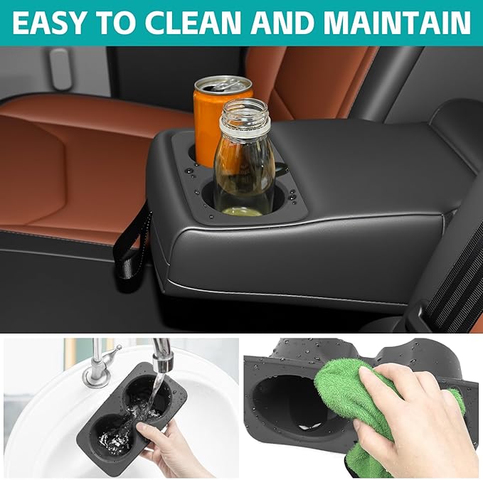 Rear Row Seat Cup Holder Organizer Compatible with 2022 2023 2024 2025 Ford Maverick Accessories, Noise-Free Water & Dust Proof Silicone Insert Drink Holder for 2022-2025 Maverick Accessories