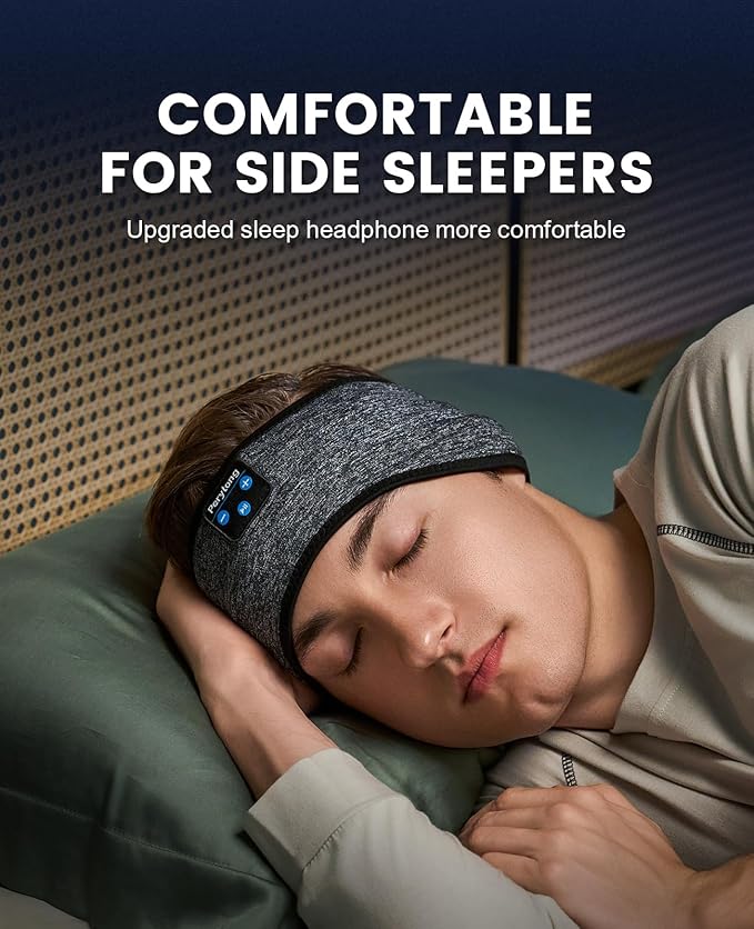 Perytong Sleep Headphones Wireless, Bluetooth Sports Headband Headphones with Ultra-Thin HD Stereo Speakers Perfect for Sleeping,Workout,Jogging,Yoga,Insomnia, Air Travel, Meditation (BlackGrey)