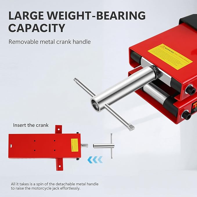 Motorcycle Scissor Lift Jack 1100LBS, Heavy Duty Bike Lift with Safety Lock Pin & Non-Slip Saddle, 3.7"-18.7" Lift Range for Cruisers, ATVs, Dirt Bikes - Compact & Stable Garage Repair Tool