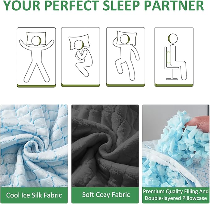 Gehannah Travel Pillow - Large 1 Pack Compressible Camping Pillow for Sleeping - Shredded Memory Foam with 1 Storage Bags - Supportive for Adults, Kids, Outdoor, Backpacking, Hiking Gear