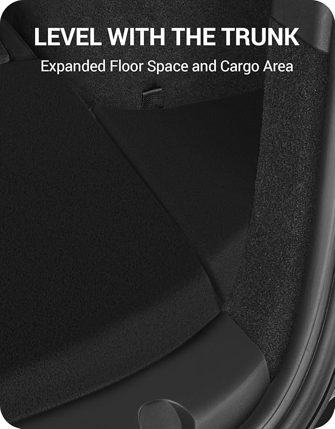 BASENOR 2021-2025 Tesla Model Y 7-Seater Trunk Storage Bins, (Proprietary Design) Trunk Organizer with Carpeted Lid, Rear Trunk Side Storage Box for 7 Seat Model Y Interior Accessories