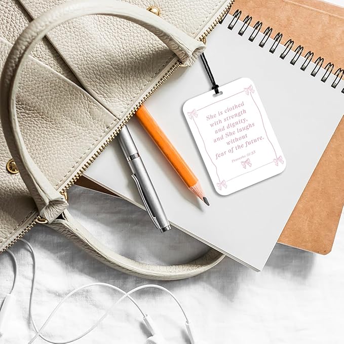 4Pcs Pink Bow Christian Car Air Freshener Hanging Girly Car Accessories Gifts for Women Teen Girl Cute Air Freshener for Interior Car Mirror Home Wardrobe Decor