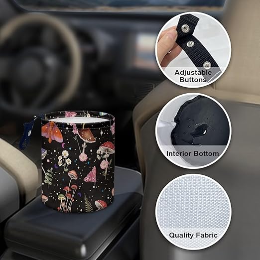 Murshroom Trash Bag, Car Garbage Can Hanging Back Seat Organizer Trash Can Bin for Vehicle, Travelling, Camping