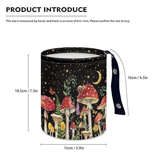 Mushroom Starry Sky Collapsible Floral Trash Can - Accessories for Cars, Camping & Family Gatherings, Easy to Clean