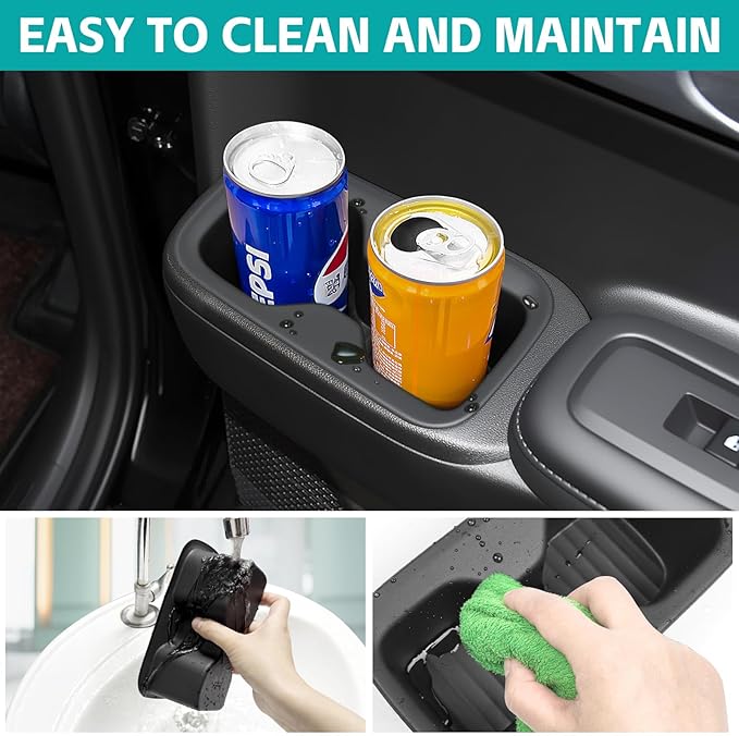 2PCS Rear Row Door Cup Holder Organizer Compatible with 2024 2025 Hyundai Santa Fe 6/7 Seat Accessories, Noise-Free Water & Dust Proof Insert Console Drink Holder Fit for Santafe Accessories