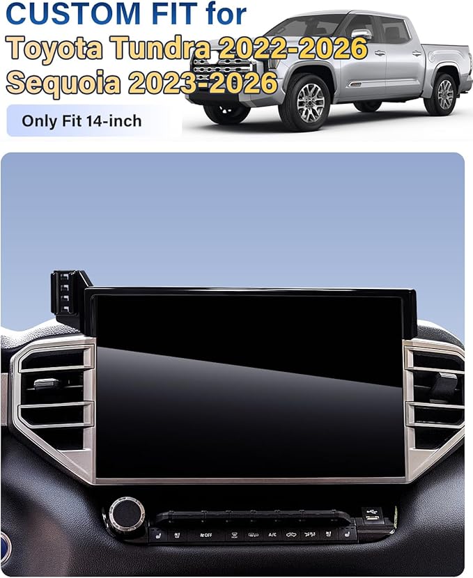 SKYLOTEC Car Phone Holder for Toyota Tundra 2022-2026/Sequoia 2023-2026 Accessories 14-inch Screen Fixed Clip, Automobile Cradles Phone Mount, Cell Phone Base Not Block Air Vent