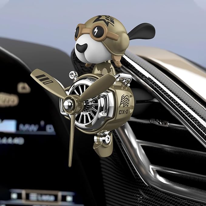 Pilot Car Air Freshener, Cute Dog Car Vent Clip Air Freshener Automotive Air Outlet Fan Diffuser, Automotive Interiors Vent Decoration (Shake Head Style - Dog)