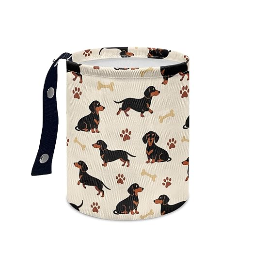 Cute Car Trash Can Dachshund Print Automotive Accessories for Interior Organizer Truck SUV RV Vehicle Home Office Small Portable Hanging Garbage Bags