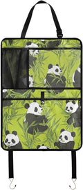 Green Panda and Bamboo 1 Pack Backseat Car Organizer with Storage Pockets Seat Back Organizers for Kids Kick Mats Backseat Protector Automotive