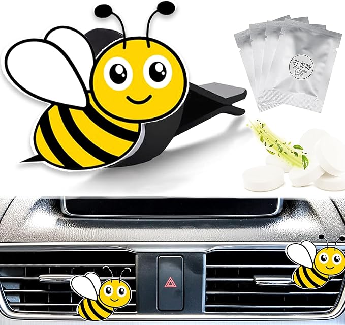 Cute Car Air Freshener Clips Bee Car Vent Clip Bee Cars Scents Cologne Air Conditioner Clip Auto Vent Interior Decoration Cars Accessories Bees Loves Gifts for Women Men