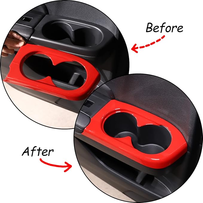 2PCS Car Rear Door Cup Holder Panel Frame Cover for Honda Pilot 2016-2022/ Passport 2019-2023, ABS Material Automotive 2nd Row Seat Cup Holder Cover Interior Accessories (Sport Red)
