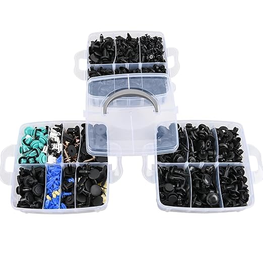 GOOACC 900Pcs Plastic Rivets and Auto Body Fasteners Assortment -24 Most Popular Sizes Nylon Bumper Clips with 10 Cable Ties for GM, Ford, Chrysler, Toyota, Honda, Nissan, Mazda, Chevy, Jeep, etc.
