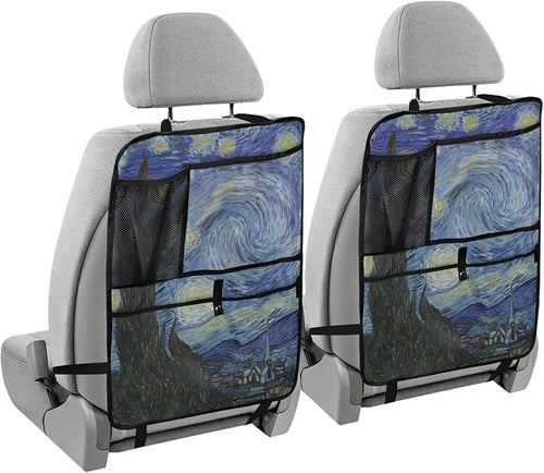 1 Pack Backseat Car Organizer with Storage Pockets Seat Back Organizers for Kids Kick Mats Backseat Protector Automotive Starry Night