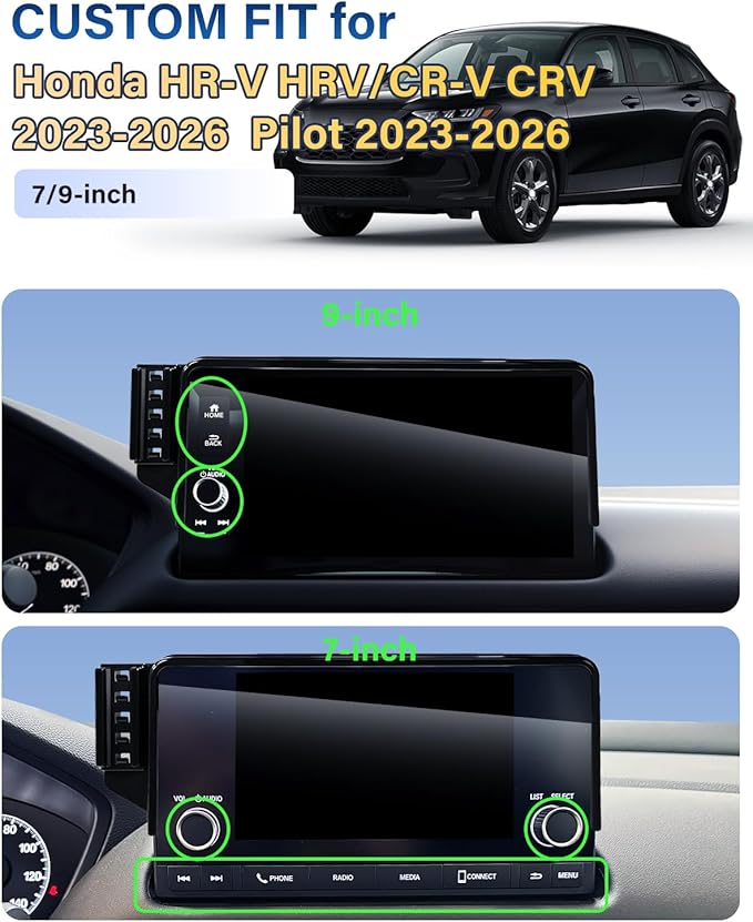 Phone Holder for Honda HR-V HRV/CR-V CRV 2023-2026/Pilot 2023-2026 Accessories 7/9-Inch Screen Fixed Clip, Car Magnetic Phone Mount for MagSafe, Magnets 15W Fast Wireless Charger Cell Phone Base