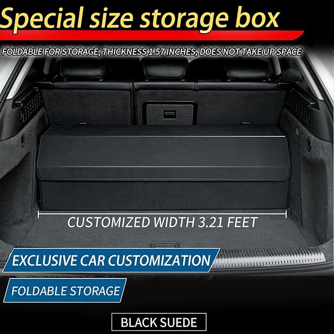 Car Trunk Organizer for Honda CRV - Luxury Deerskin Suede | Collapsible & Anti-Slip Storage Bin with Multiple Compartments | Perfect for Road Trips, Camping, Family Travel