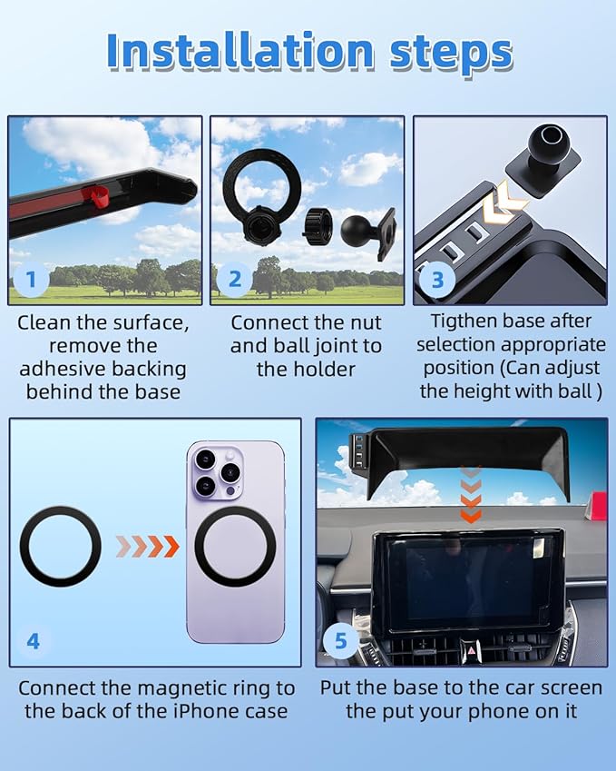 PZK Car Phone Mount for Honda Accord 2018 2019 2020 2021 2022 Accessories 10th Gen Accord for 8-inch Screen 360° Rotation Compatible with MagSafe Cell Phone Holder Not Affect Vent with Stroage Box