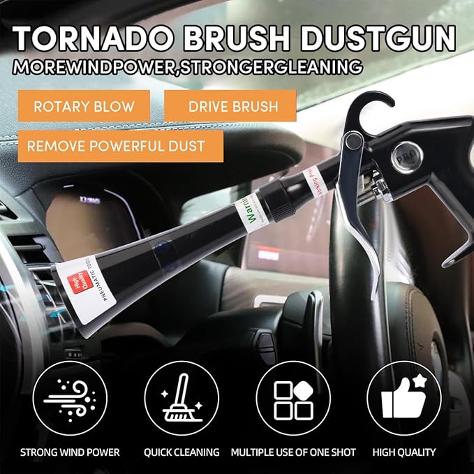 Tornado Air Blow Gun for Car Detailing - High Pressure Dry Cleaning Gun with Brass Nozzle, Quickly Blasts Dust & Dirt, Works with Air Compressor
