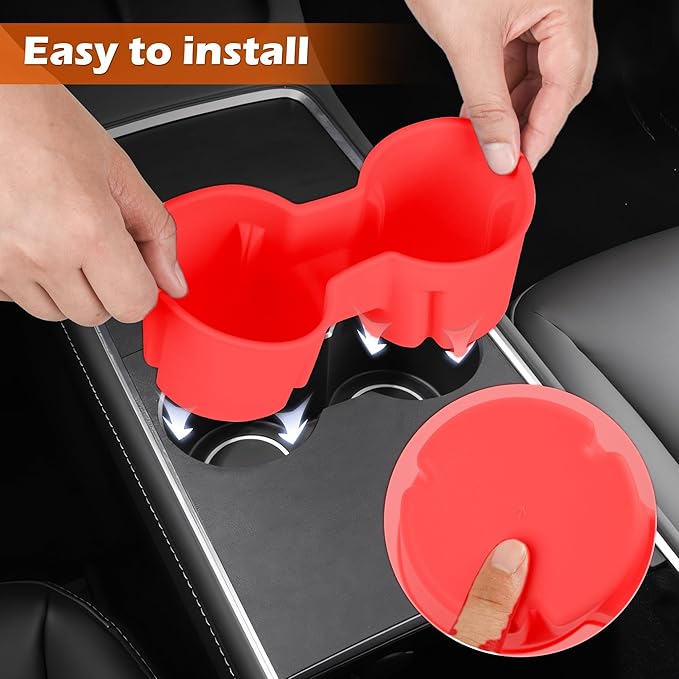 frani Center Console Cup Holder Designed for Tesla Model 3 2021-2023 Model Y 2021-2025,Tesla Interior Center Console Accessories Red