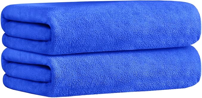 JML Large Bath Towels 30 x 60 Inches, Microfiber Body Towel Set for Adult, 2 Pack - Soft Absorbent, Quick Dry, Perfect for Bathroom,Hotel,Gym, Yoga, Swimming, SPA, Fitness, Sport, Dark Blue