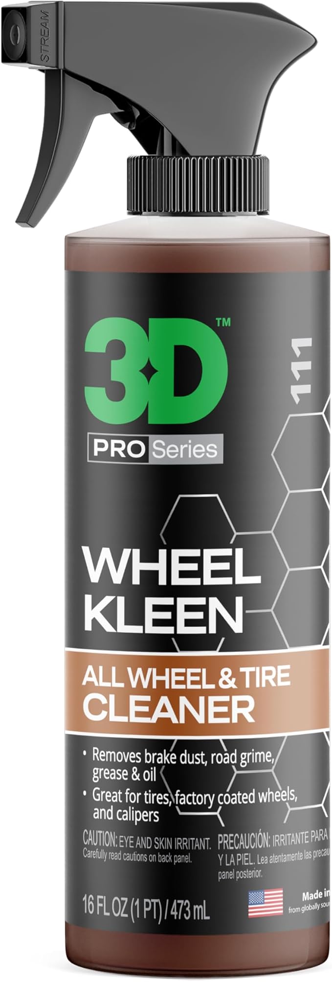 3D Wheel Kleen - High-Foaming Wheel & Tire Cleaner, Removes Brake Dust, Road Grime & Grease, Safe for All Factory Wheels & Calipers, Professional-Grade, 16oz
