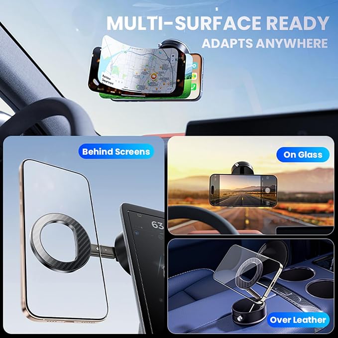 Car Cell Phone Holder Compatible with iPhone Mag-Safe Car Mount, Magnetic Car- Mounts, 360° Adjustable Carbon Fiber