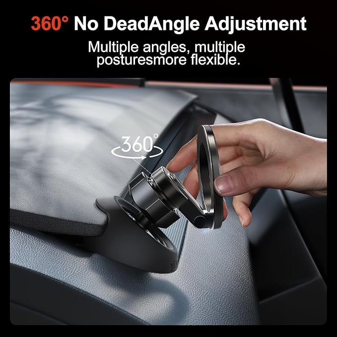 YONZEE Magnetic Phone Mount for Tesla Model Y Juniper 2024-2026 & Model 3 Highland, Dashboard Hidden Design, 360° Rotatable Car Holder, Stable Anti-Shake Mount, Does Not Block View, Easy to Install